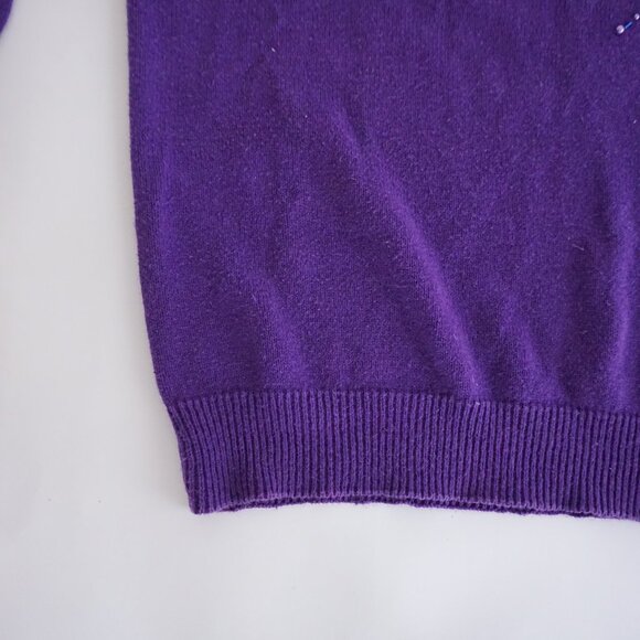 Vintage Alibi Beaded Sweater Purple 80s Whimsigoth Statement Glam S - Picture 6 of 10